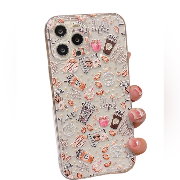 Coffee-Themed Clear Phone Case for iPhone 15 Pro Max - Picture 5 of 5